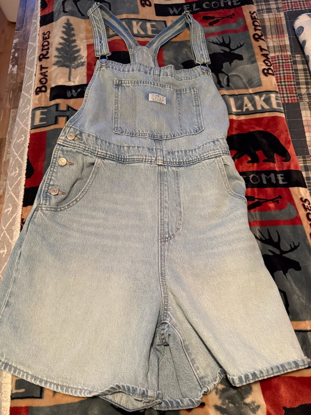 Levi's Light Blue Denim Short Overalls for Kids